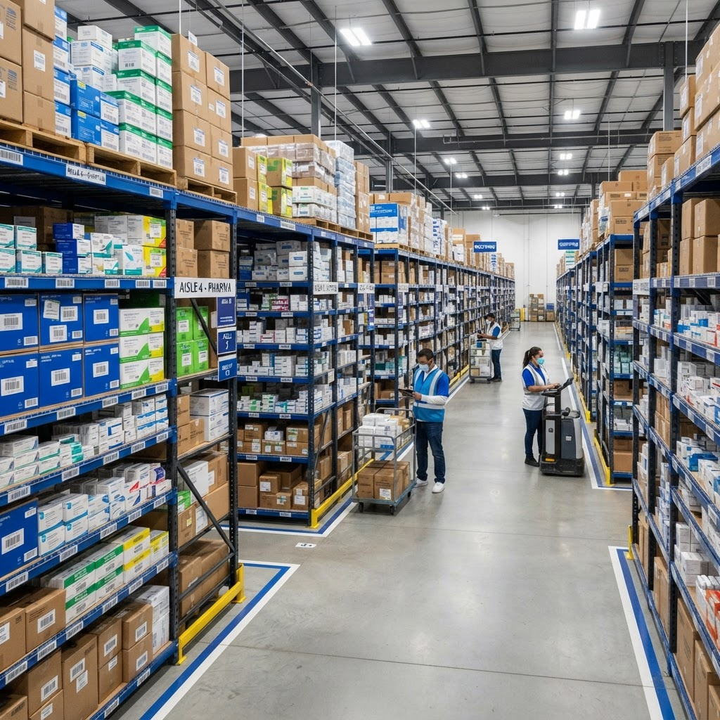 Organized medical supply warehouse
